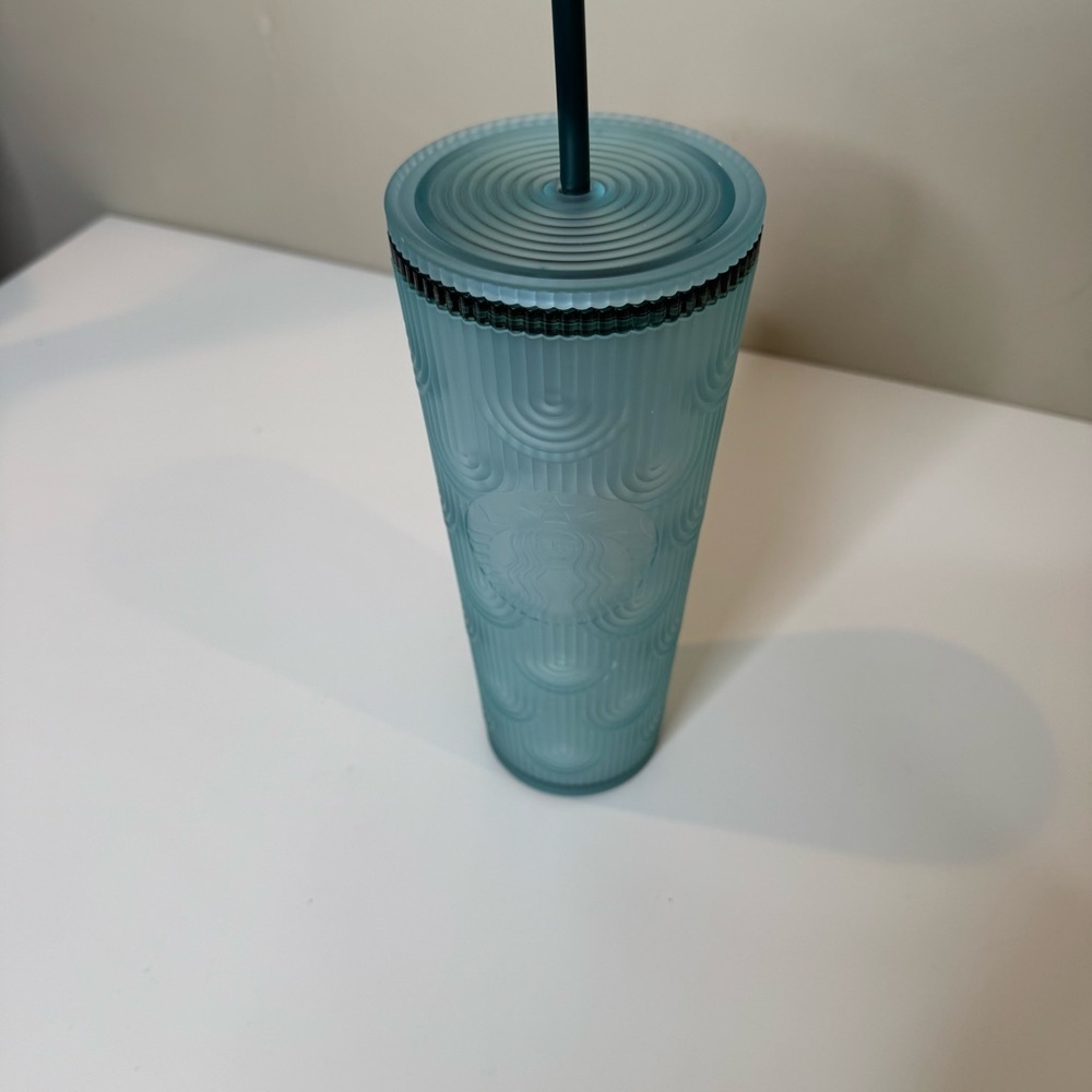 Starbucks 2024 Spring Aqua Blue Scales Soft Touch Tumbler 24 oz